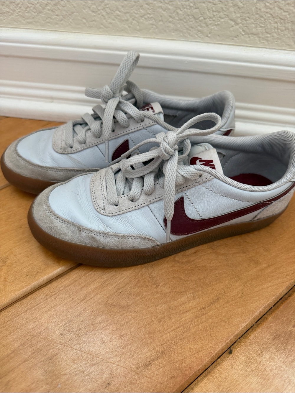 Nike Kids baby blue Sneakers with Maroon Swoosh and Gum Sole